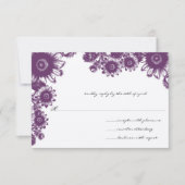 美しい紫のヴィンテージ花結婚式RSVPカード 出欠カード (正面)
