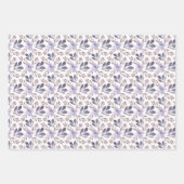 美しい紫の水彩花柄 ラッピングペーパーシート (正面3)