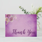 美しい紫の水彩花 サンキューカード (スタンド正面)