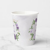 美しい紫の色合いの花々緑 紙コップ (左)