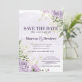 美しい紫の花と葉 | 水彩 招待状 (スタンド正面)