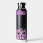 美しい紫の花のウェディングドレス ブライズメイド ネーム ウェディング ウォーターボトル (左面)