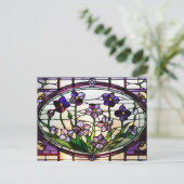 美しい紫の花のステンドグラス ポストカード (スタンド正面)