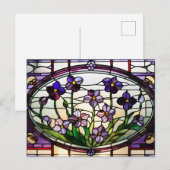 美しい紫の花のステンドグラス ポストカード (正面/裏面)