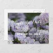 美しい紫の花の結婚式の日付を保存 案内ポストカード (正面/裏面)