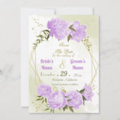 美しい紫の花の緑の幾何葉のか セーブザデート (正面)