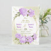 美しい紫の花の緑の幾何葉のか セーブザデート (スタンド正面)