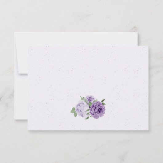 美しい紫の花の緑の葉お食事の選択 出欠カード (裏面)