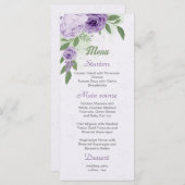 美しい紫の花の緑の葉植物性私 メニュー (正面/裏面)