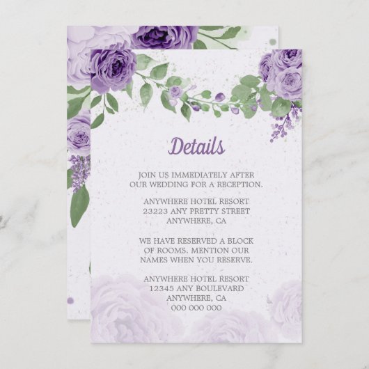 美しい紫の花の緑の葉植物性 エンクロージャーカード (正面/裏面)