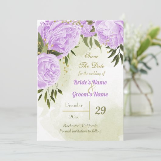 美しい紫の花の緑の葉植物性 セーブザデート (スタンド正面)