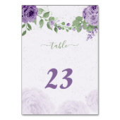 美しい紫の花の緑の葉植物性 テーブルナンバー (裏面)