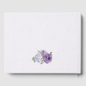 美しい紫の花の緑結婚色 ゲストブック (裏面)