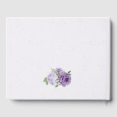 美しい紫の花の緑結婚色 ゲストブック (裏面)