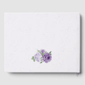 美しい紫の花の緑結婚色 ゲストブック (裏面)