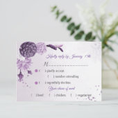 美しい紫の花の食事選択の返信カード
華やかな椿と可愛らしい蕾の菊の花の組み合わせ
ラメは本物ではあり 出欠カード (スタンド正面)