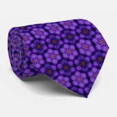 美しい紫の花柄、エレガントなセミ抽象 ネクタイ (ロール)
