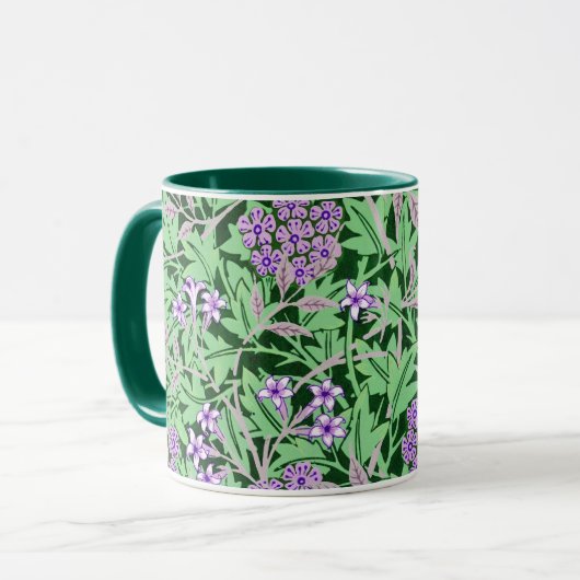 美しい紫の花柄 マグカップ (正面左)
