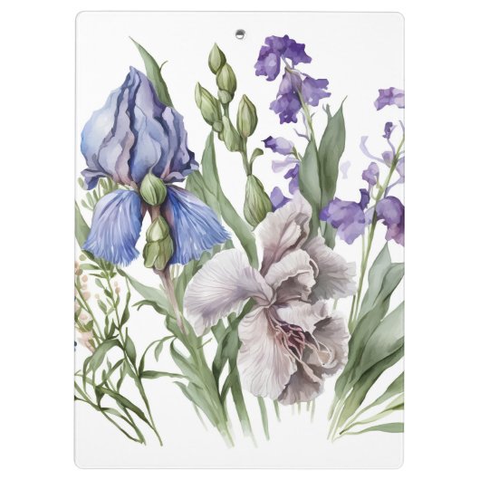 美しい紫の花模様と紫の枠 クリップボード (裏面)