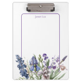 美しい紫の花模様と紫の枠 クリップボード (正面)