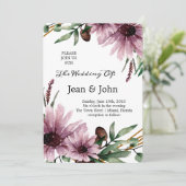 美しい紫の花結婚の 招待状 (スタンド正面)