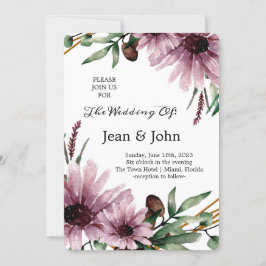 美しい紫の花結婚の 招待状