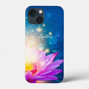 美しい紫の蓮の花，湖，青，禅 iPhone 13 MINIケース