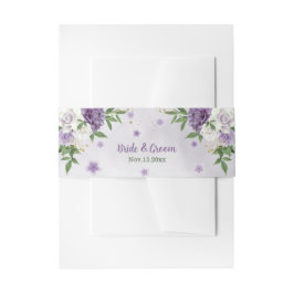美しい紫の薄紫と白いフローラ結婚 招待状ベリーバンド