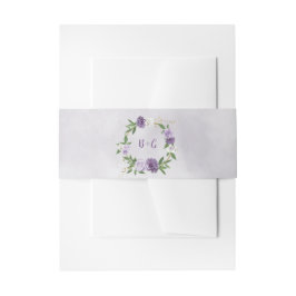 美しい紫の薄紫と白いフローラ結婚 招待状ベリーバンド