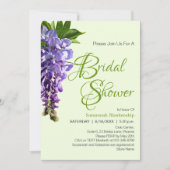 美しい紫の藤の花ブライダルシャワー 招待状 (正面)