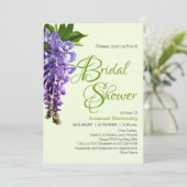 美しい紫の藤の花ブライダルシャワー 招待状 (スタンド正面)