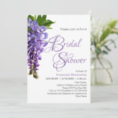 美しい紫の藤の花ブライダルシャワー 招待状 (スタンド正面)