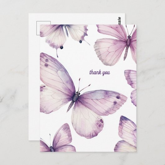 美しい紫の蝶ありがとう ポストカード (正面/裏面)