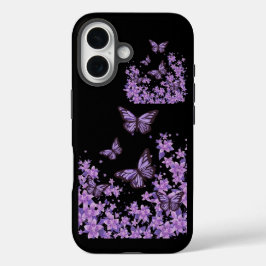 美しい紫の蝶の携帯ケース iPhone 16ケース