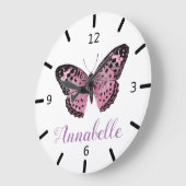 美しい紫の蝶 ラージ壁時計 (傾斜)
