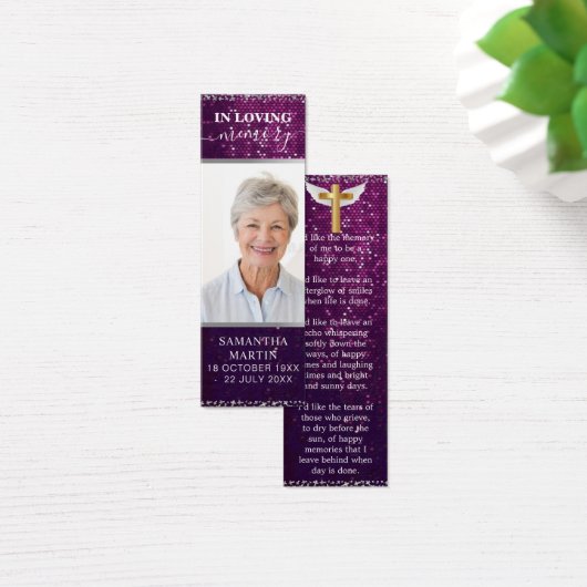 美しい紫の輝かしい記念葬式のしおり (デスク)
