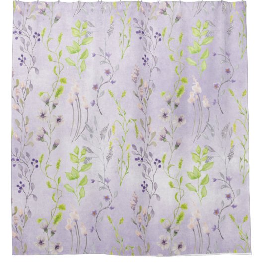 美しい紫の野の花 シャワーカーテン (正面)