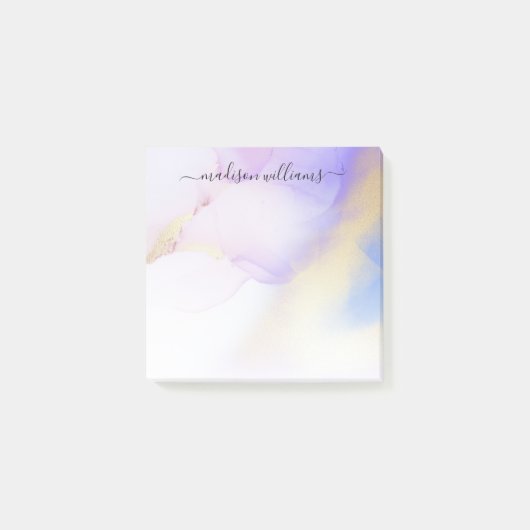 美しい紫の金ゴールド水色ラグジュアリースクリプト ポストイット (正面)