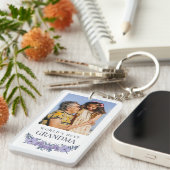 美しい紫の青のフローラ最高のおばあさん写真 キーホルダー (正面右)