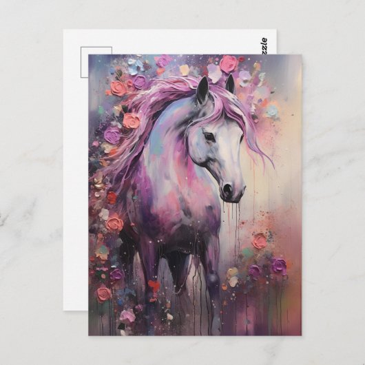 美しい紫の馬 ポストカード (正面/裏面)