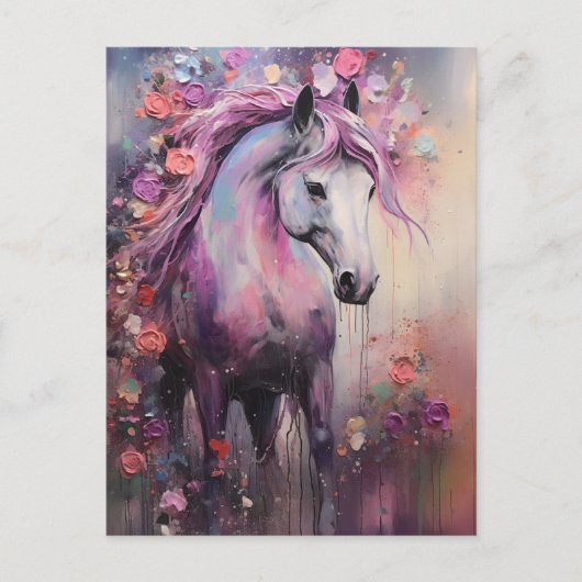 美しい紫の馬 ポストカード (正面)