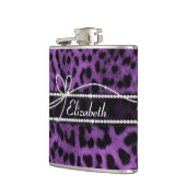 美しい紫フェイクの黒ヒョウアニマルプリント フラスク (左)