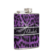 美しい紫フェイクの黒ヒョウアニマルプリント フラスク (右)