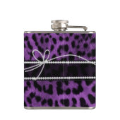 美しい紫フェイクの黒ヒョウアニマルプリント フラスク (裏面)