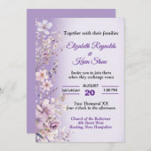 美しい紫結婚の花 招待状 (正面/裏面)