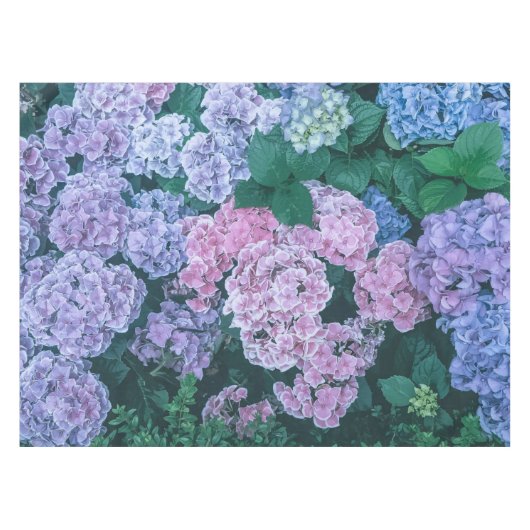 美しい紫色およびピンクの花柄|のテーブルクロス テーブルクロス (正面(横))