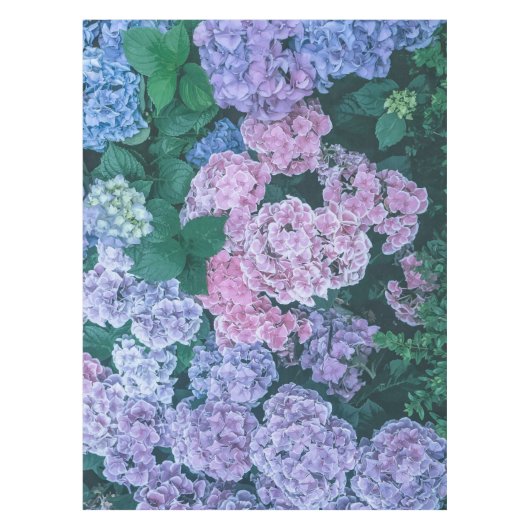 美しい紫色およびピンクの花柄|のテーブルクロス テーブルクロス (正面)