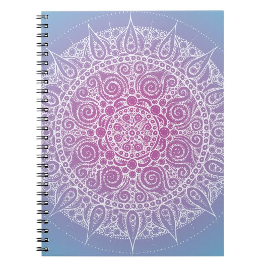 美しい紫色か青の東洋のデザイン ノートブック (正面)