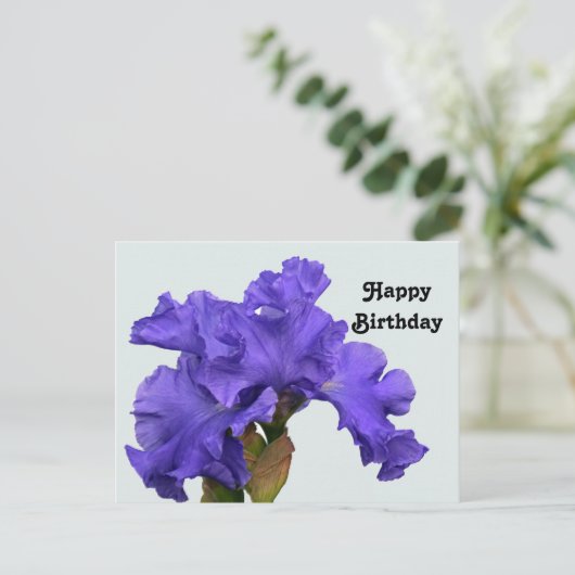 美しい紫色のアイリス花の写真の誕生日 ポストカード