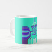 美しい紫色のシアン虹色の青いベクトルカラー コーヒーマグカップ (正面左)